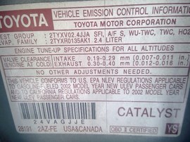 2002 TOYOTA CAMRY, SILVER, XLE, 2.4L, AT,   Z25045